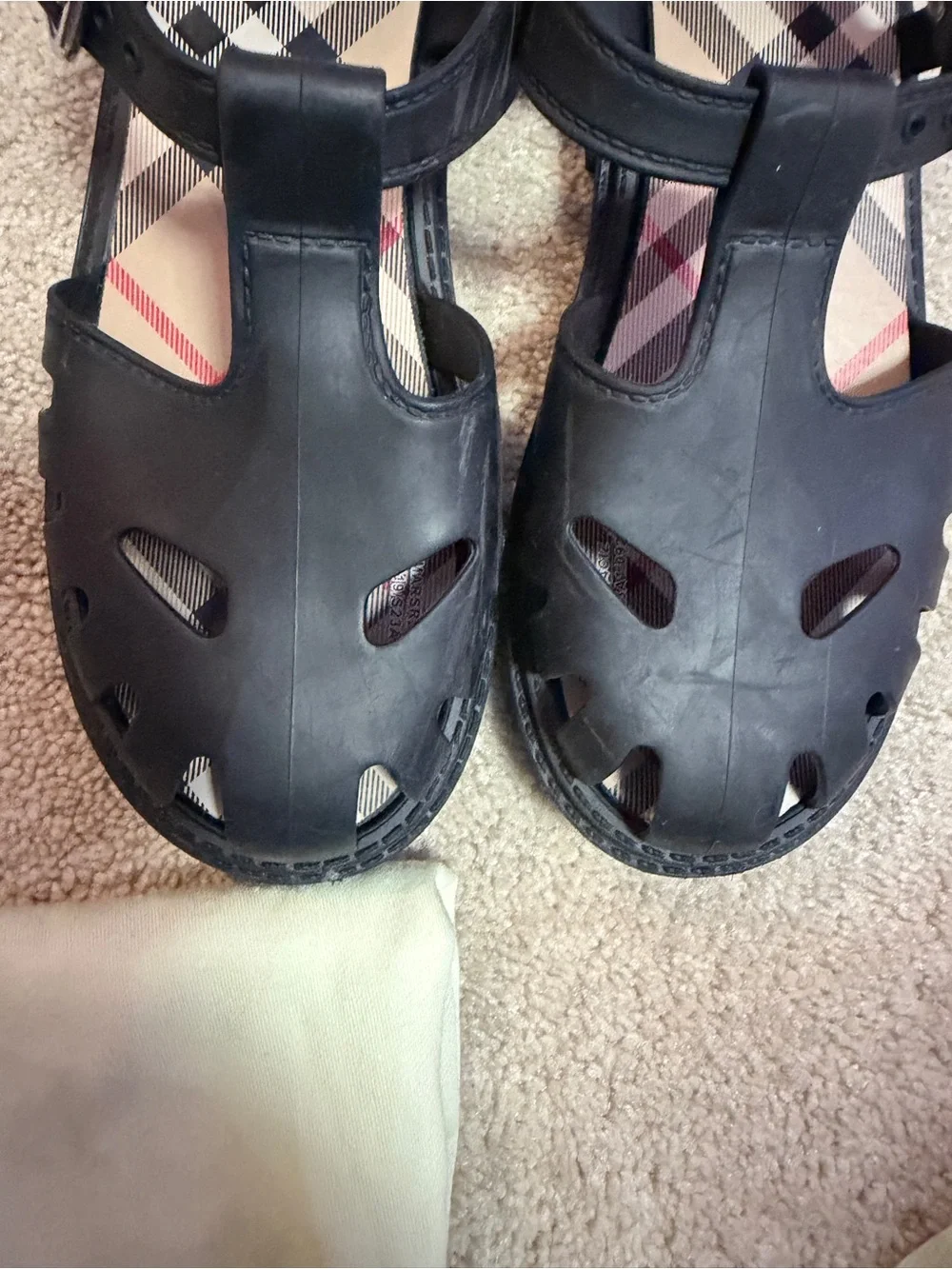Burberry Black Kids Sandals with Signature Check Insole